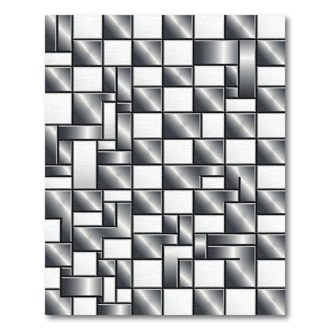 Metallic Gray Geometric Tile Rug