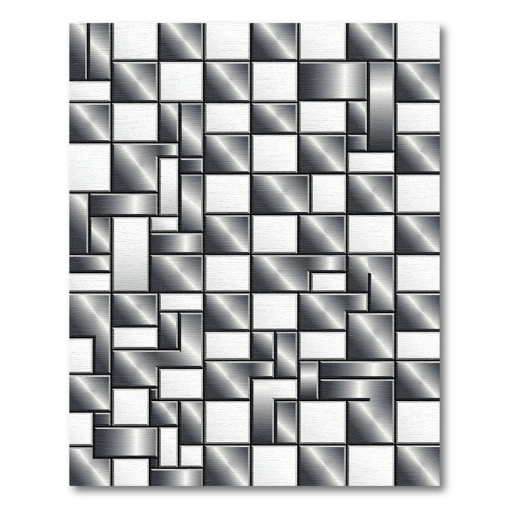 Metallic Gray Geometric Tile Rug