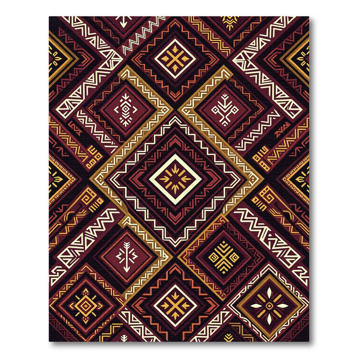Rich Maroon Tribal Diamond Rug