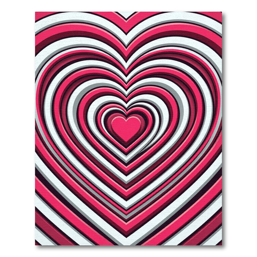 Concentric Pink Heart Layered Rug