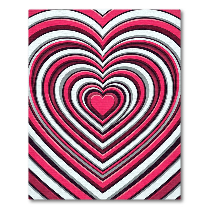 Concentric Pink Heart Layered Rug