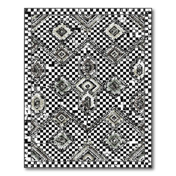 Black White Checkered Geometric Area Rug