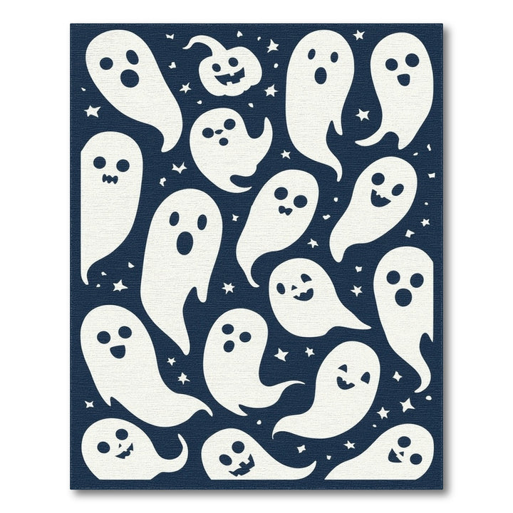 Cute Ghost Friends Blue Kids Area Rug