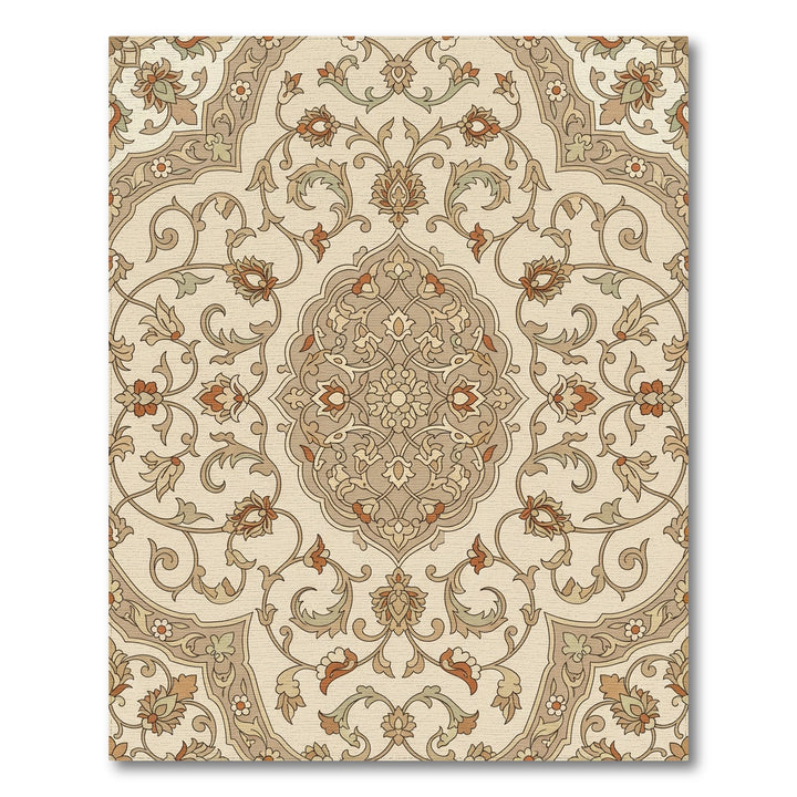 Vintage Beige Floral Medallion Rug