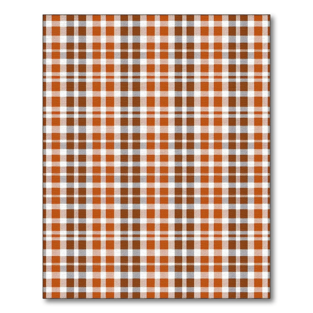 Orange Gingham Check Farmhouse Area Rug