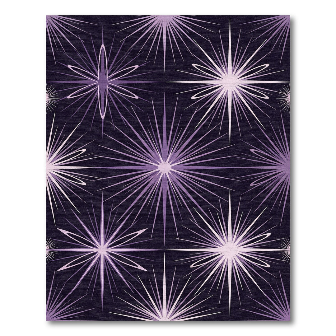 Radiant Purple Starburst Bursting Contemporary Rug
