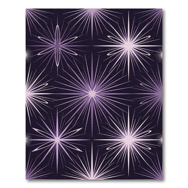 Radiant Purple Starburst Bursting Contemporary Rug