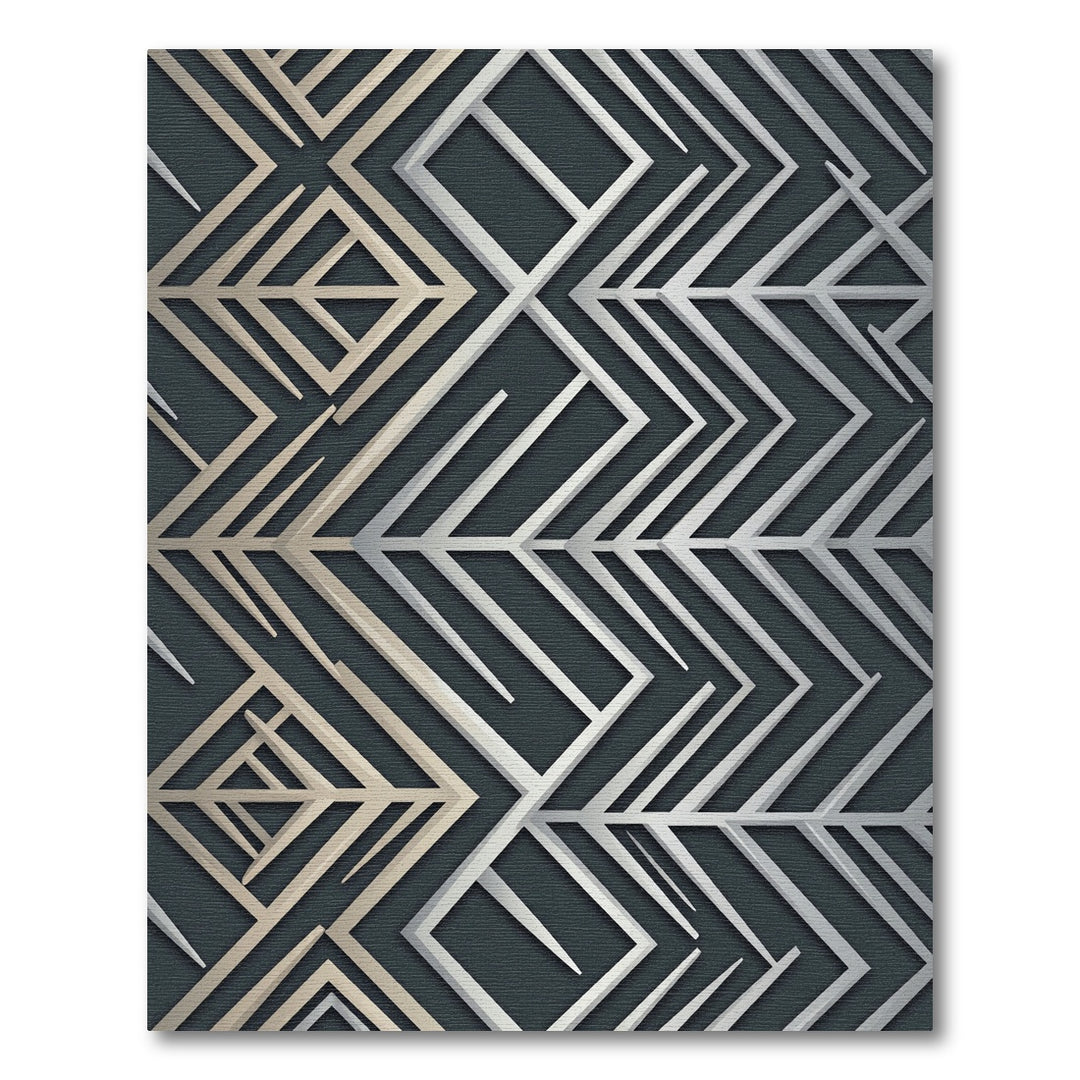 Art Deco Geometric Silver Gold Rug