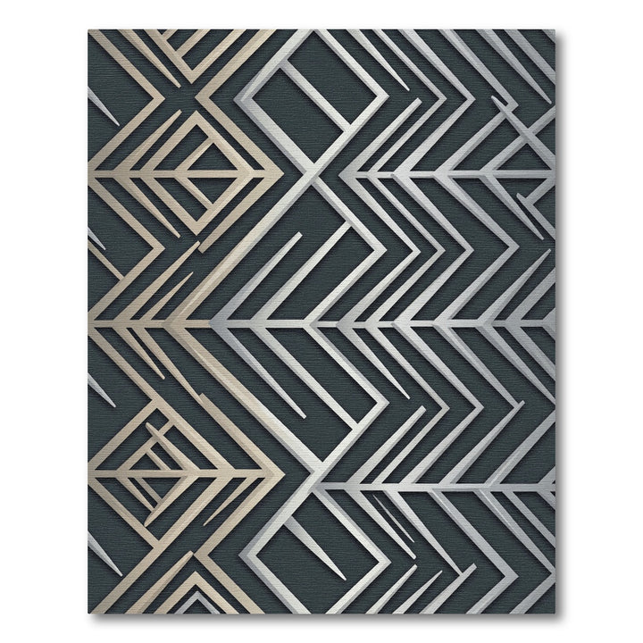 Art Deco Geometric Silver Gold Rug