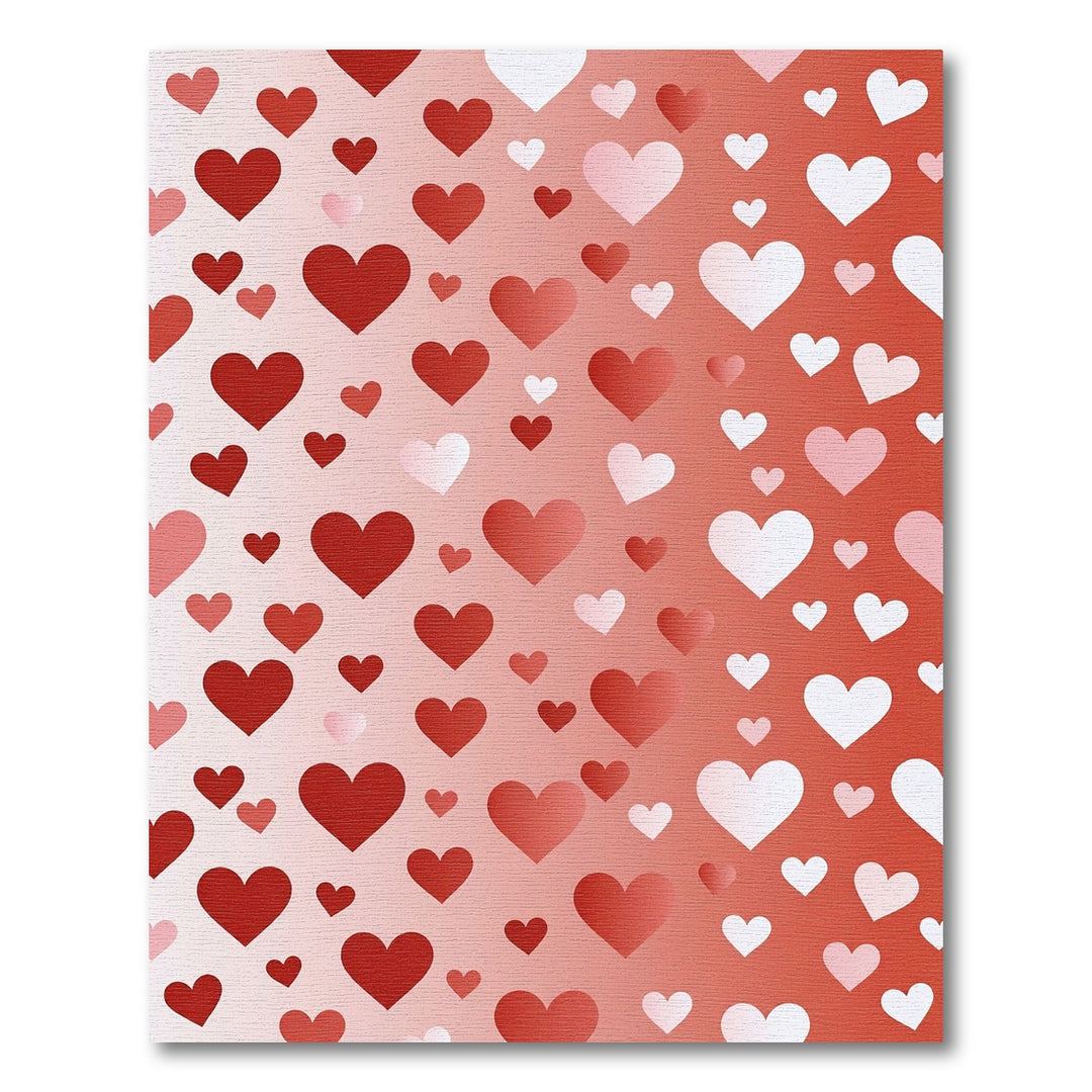 Red Gradient Scattered Hearts Rug