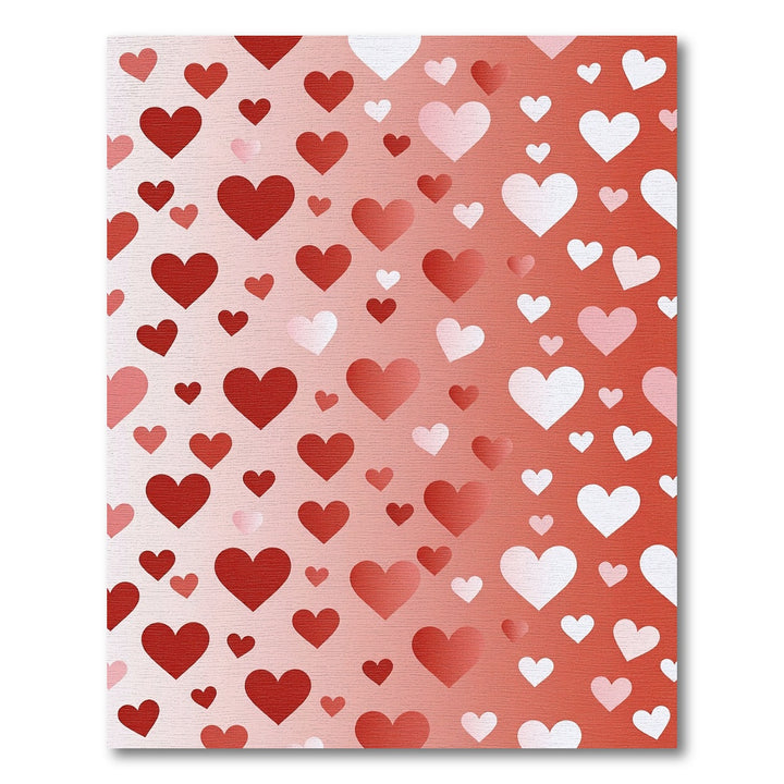 Red Gradient Scattered Hearts Rug