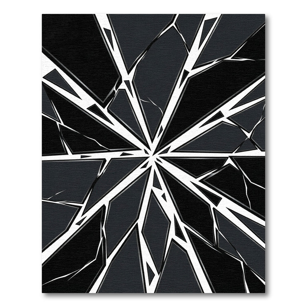 Dark Gray Shattered Glass Geometric Rug