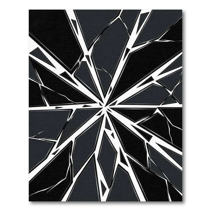 Dark Gray Shattered Glass Geometric Rug