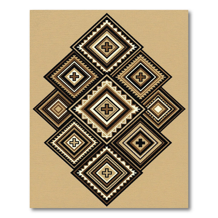 Geometric Brown Cross Diamond Rug