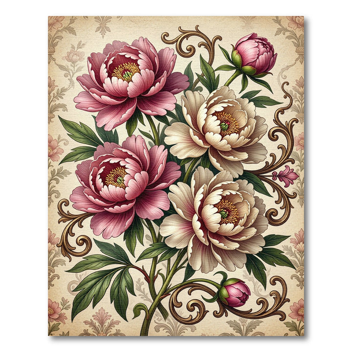 Vintage Floral Silk Peony Rug
