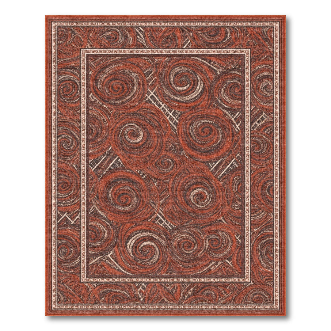 Red Spiral Abstract Area Rug