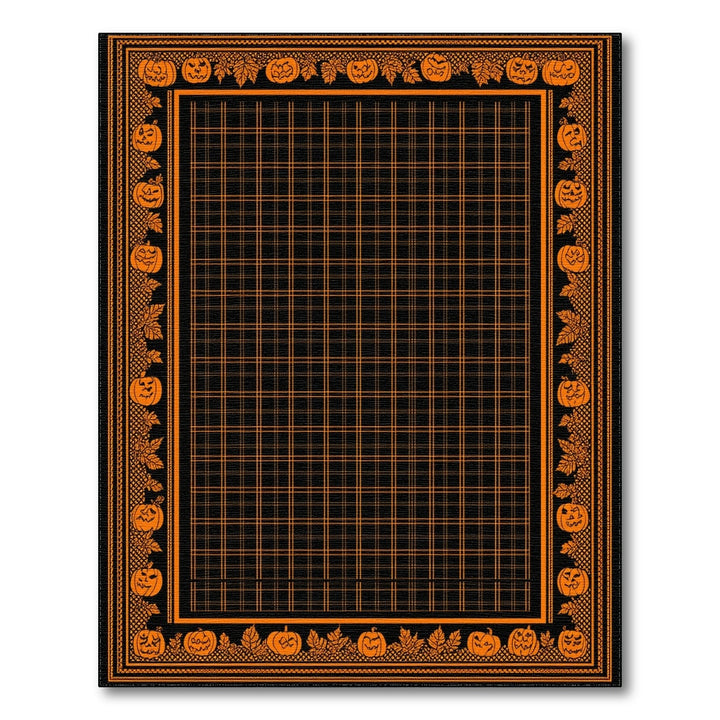 Orange Pumpkin Halloween Grid Area Rug
