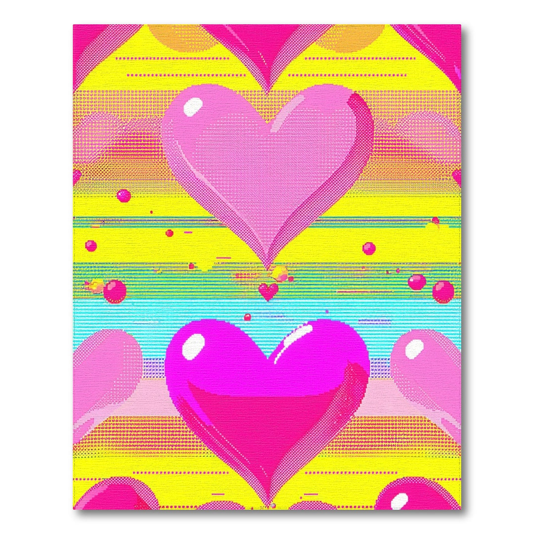 Vibrant Pink Hearts Area Rug