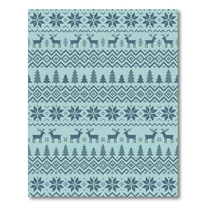 Nordic Blue Deer Snowflake Forest Rug