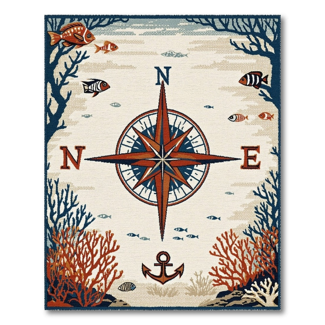 Coastal Compass Anchor Area Rug