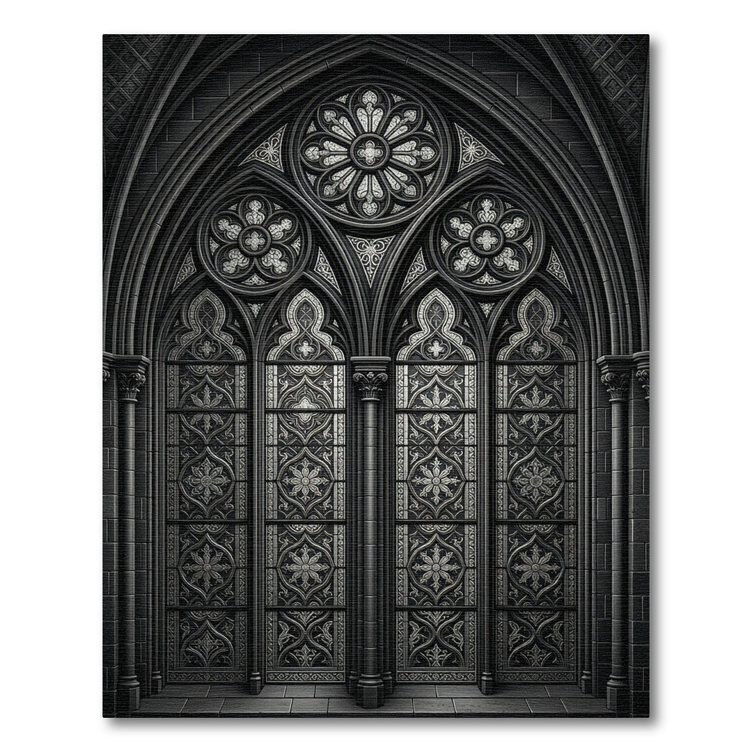 Gothic Arch Floral Medallions Gray Rug