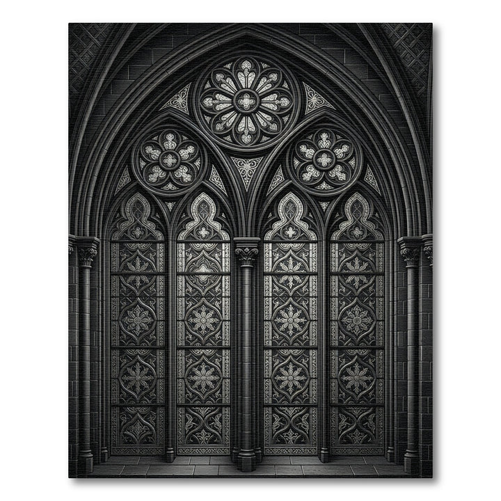 Gothic Arch Floral Medallions Gray Rug