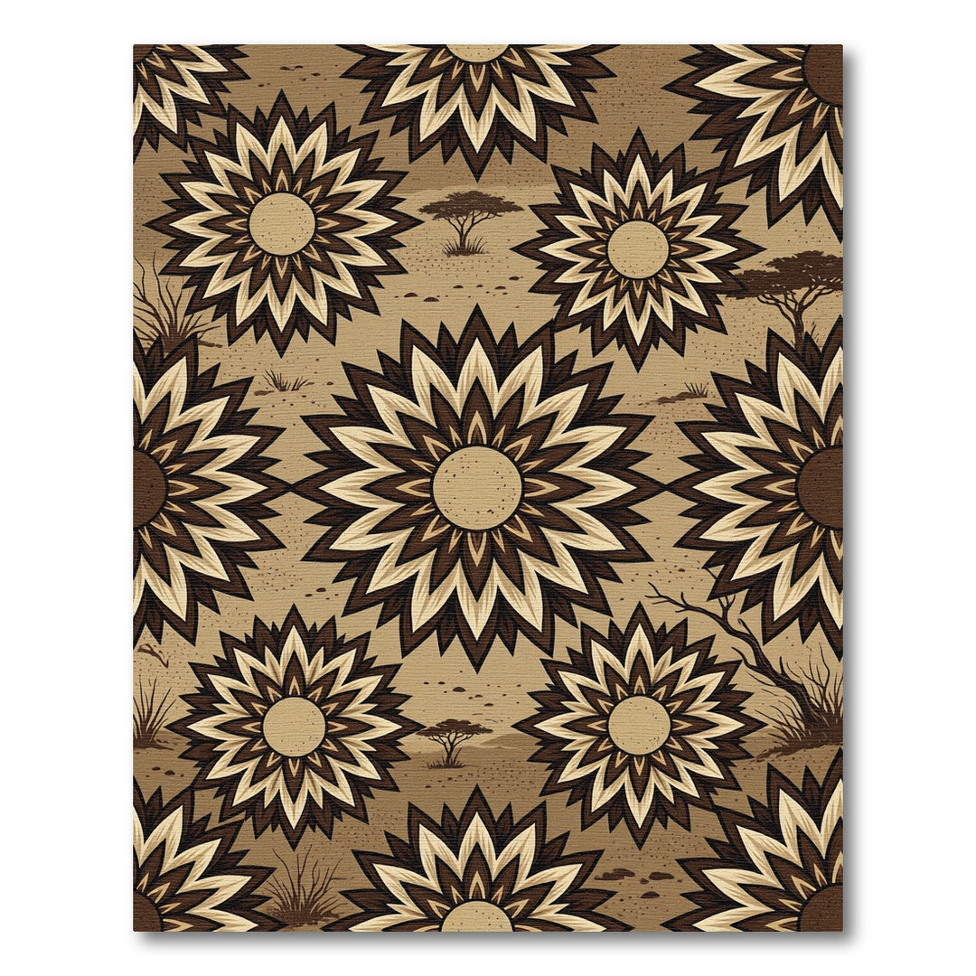 African Sunburst Mandala Rug