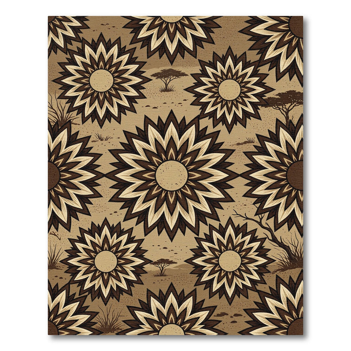African Sunburst Mandala Rug