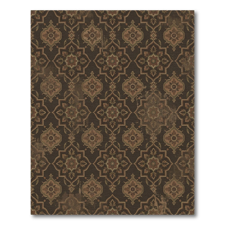 Distressed Earthy Quatrefoil Floral Rug