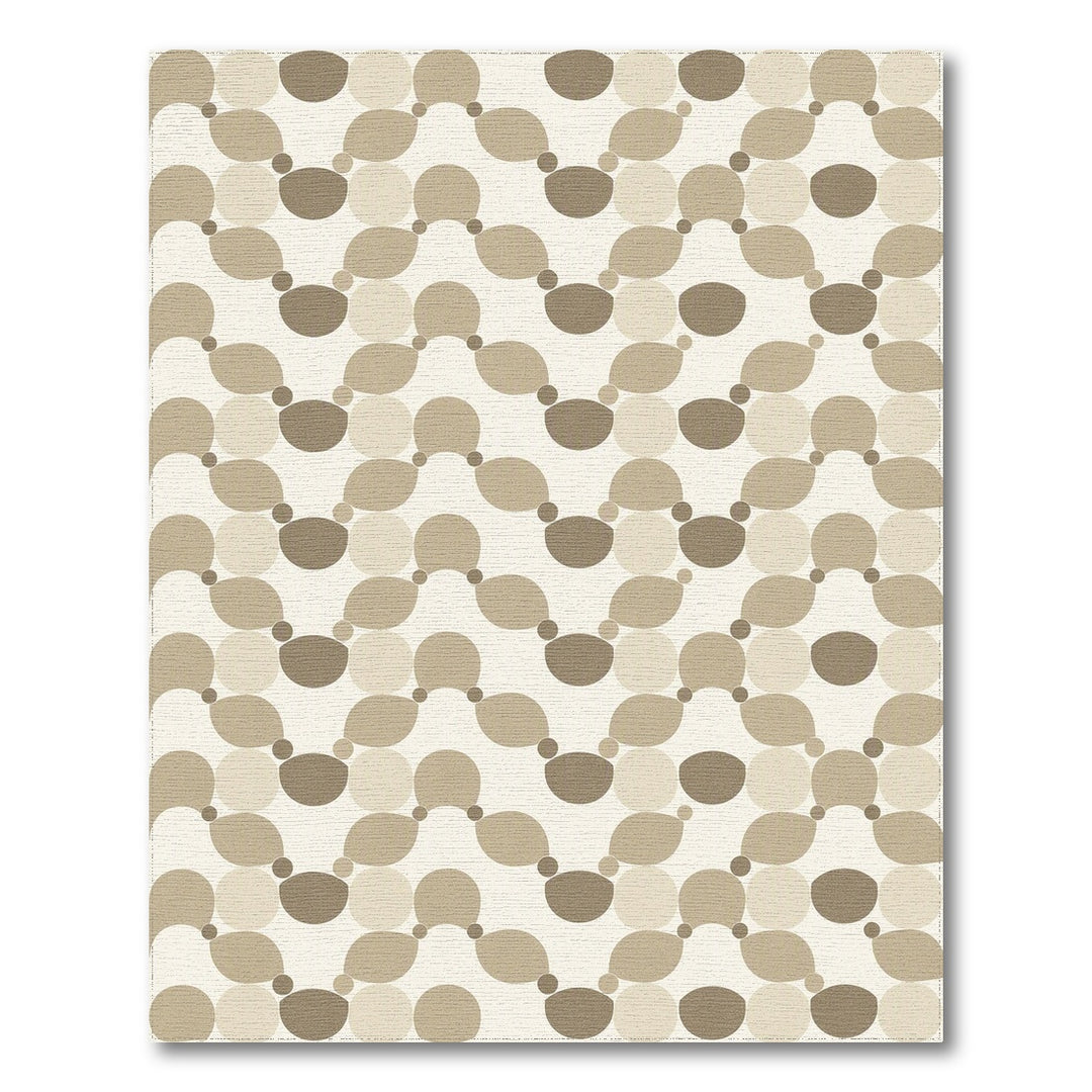 Beige and Neutral Beige Geometric Circle Area Rug