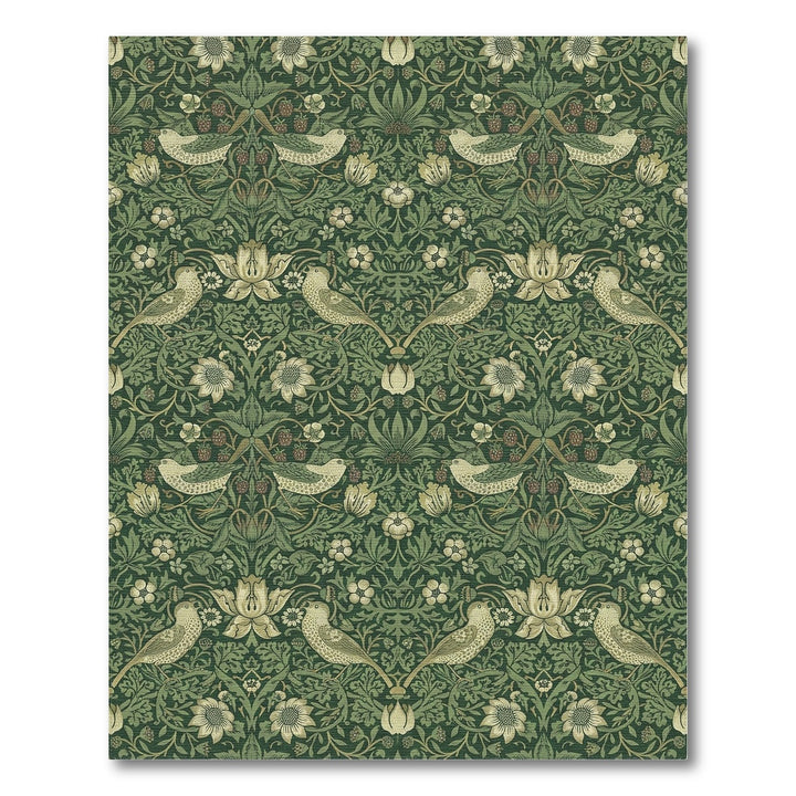 Emerald Woodland Bird Strawberry Garden Rug
