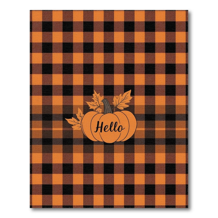 Hello Pumpkin Orange Plaid Area Rug