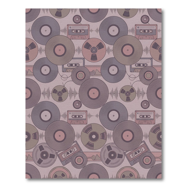 Retro Vinyl Cassette Audio Waves Rug