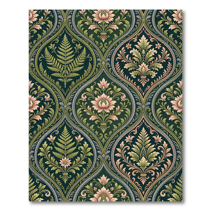 Emerald Damask Floral Botanical Rug