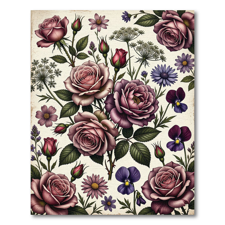 Vintage Rose Garden Floral Arrangement Rug