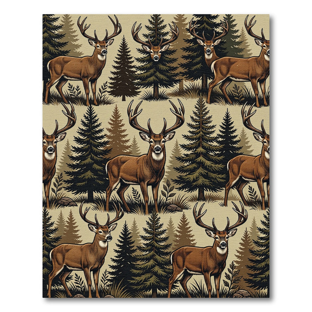 Woodland Deer Forest Scene Rug