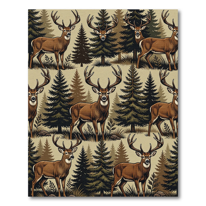 Woodland Deer Forest Scene Rug