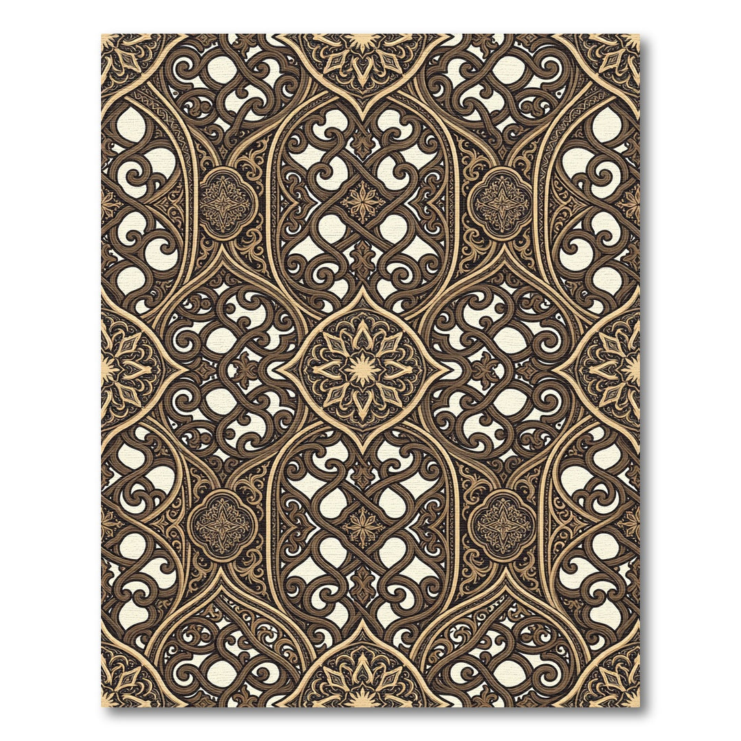 Ornate Brown Intertwined Arabesque Rug