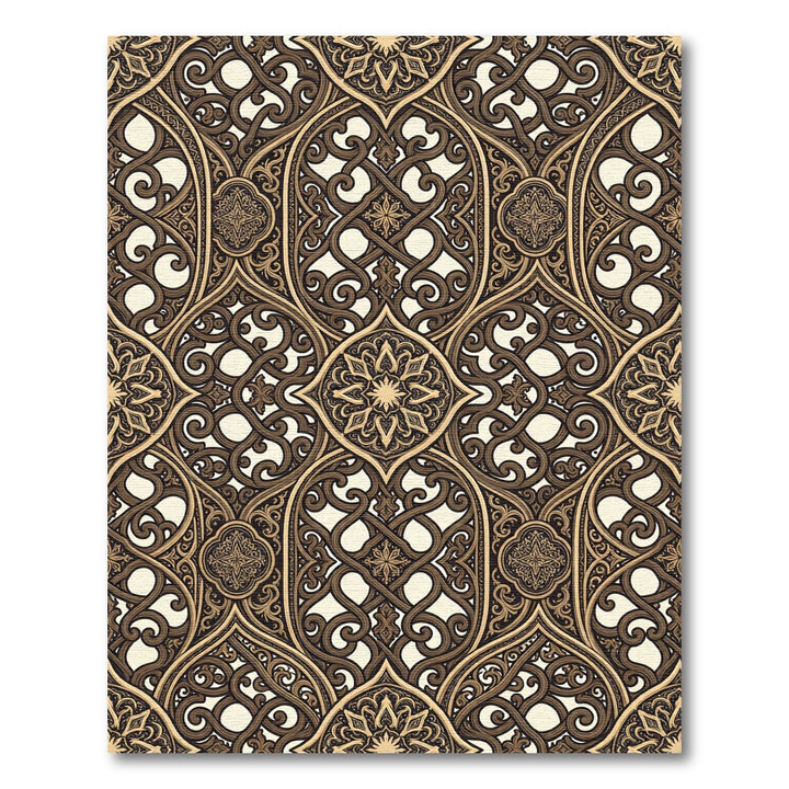 Ornate Brown Intertwined Arabesque Rug