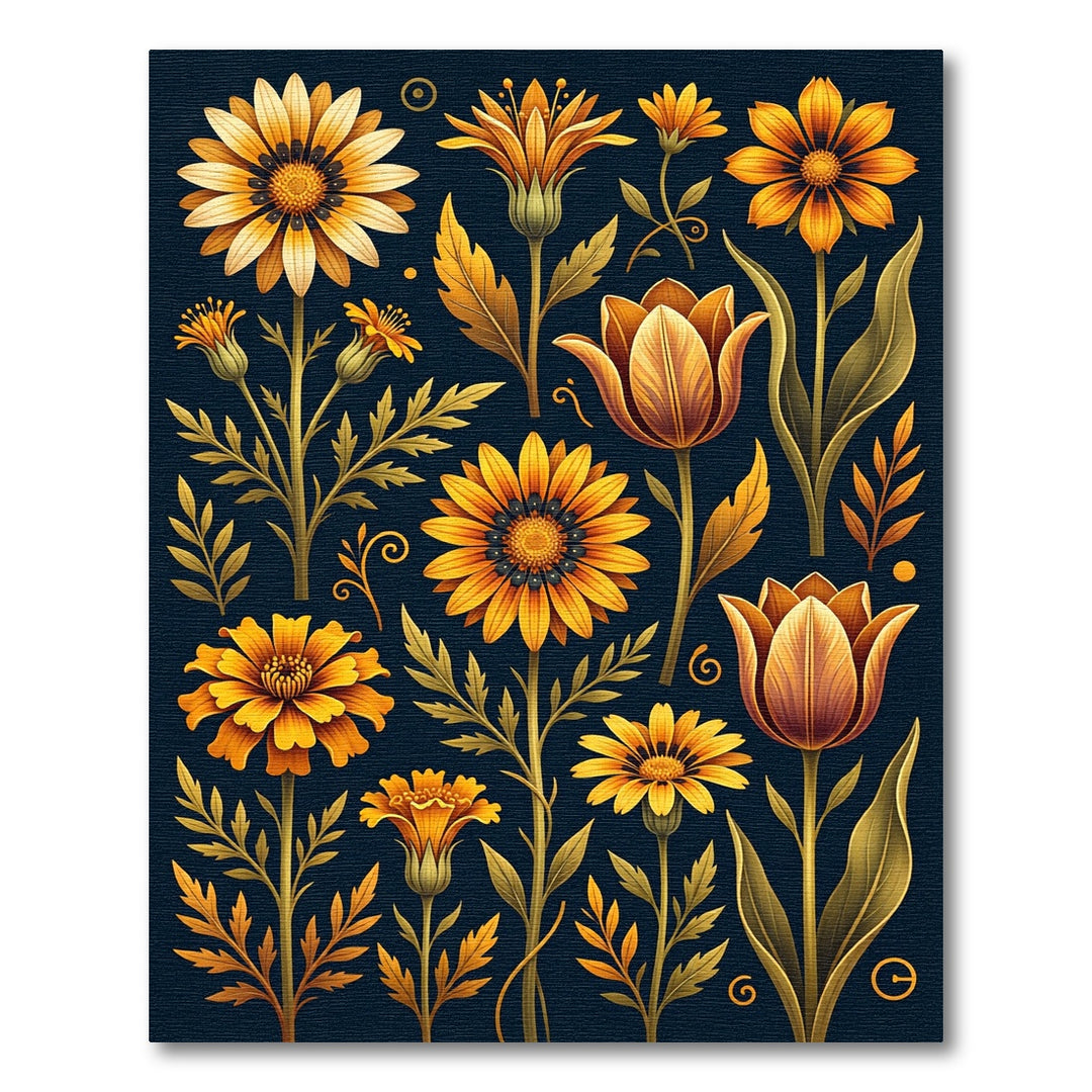 Golden Marigold Tulip Botanical Rug