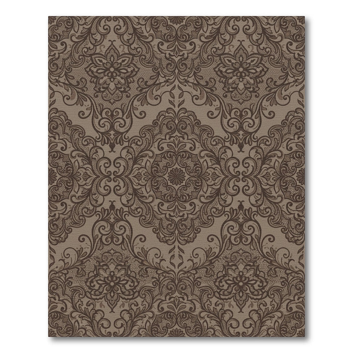 Rich Brown Lace Damask Medallion Rug