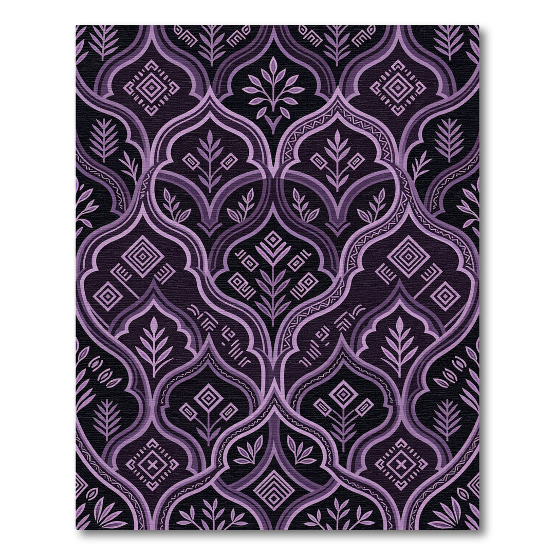 Ornate Purple Floral Archway Rug
