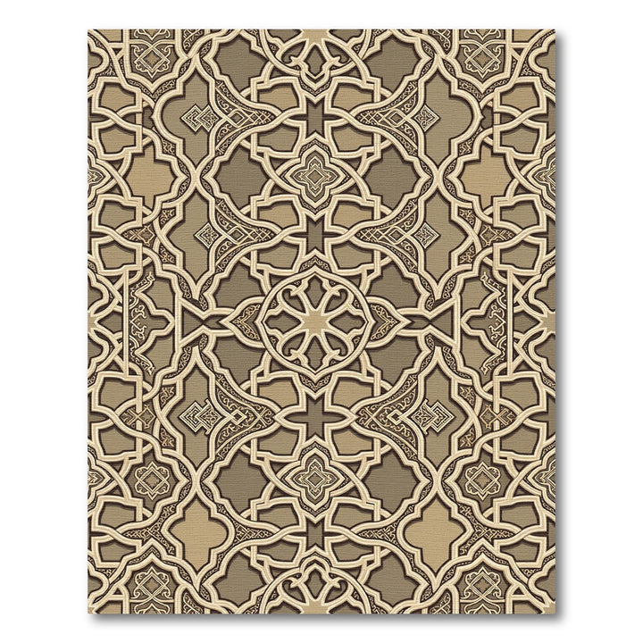 Ornate Tan Geometric Arabesque Rug