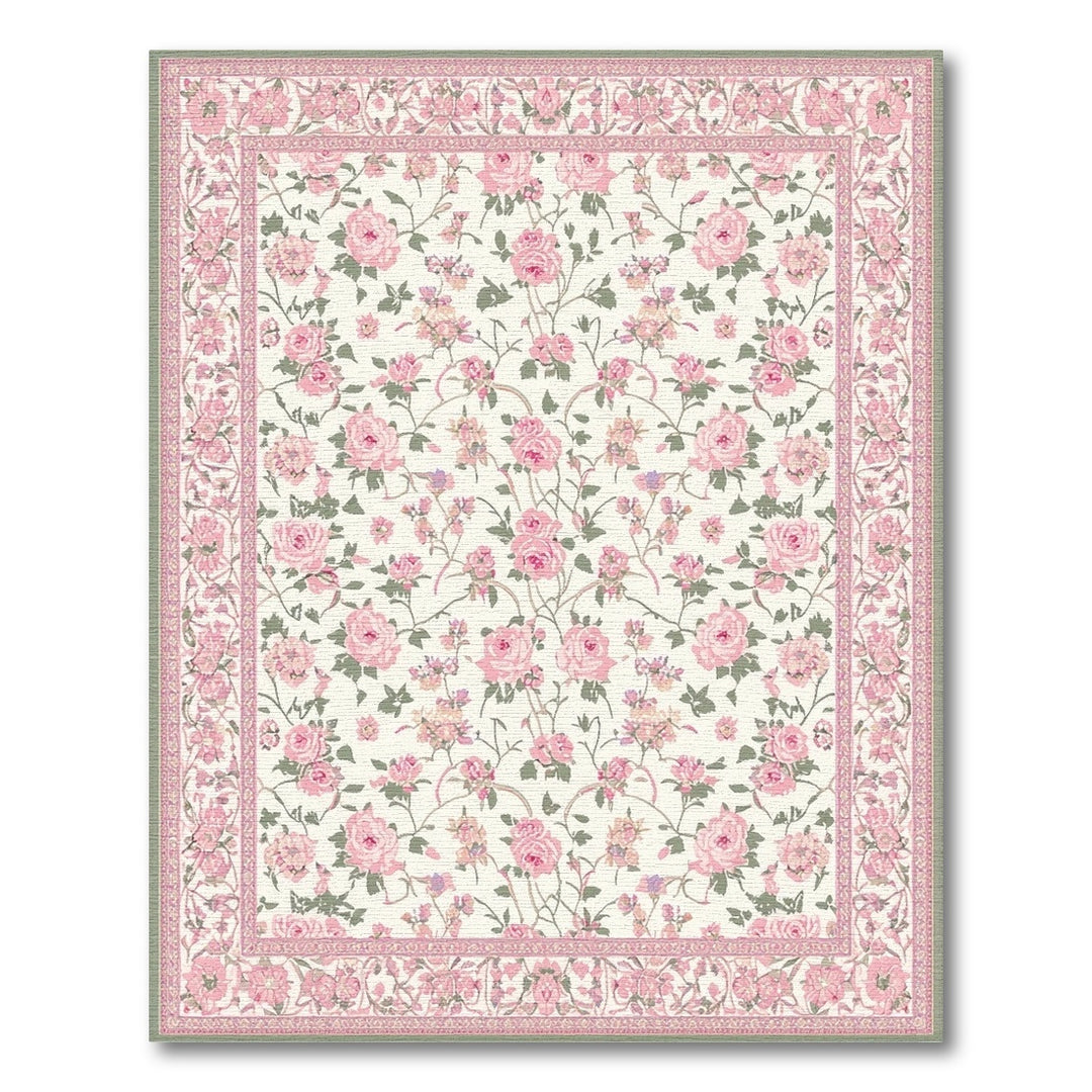 Pink Rose Floral Vintage Area Rug