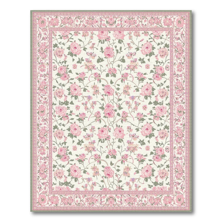 Pink Rose Floral Vintage Area Rug