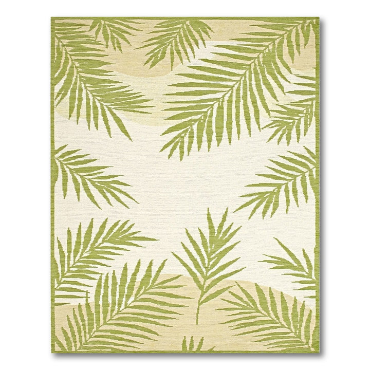 Green Palm Frond Green Area Rug