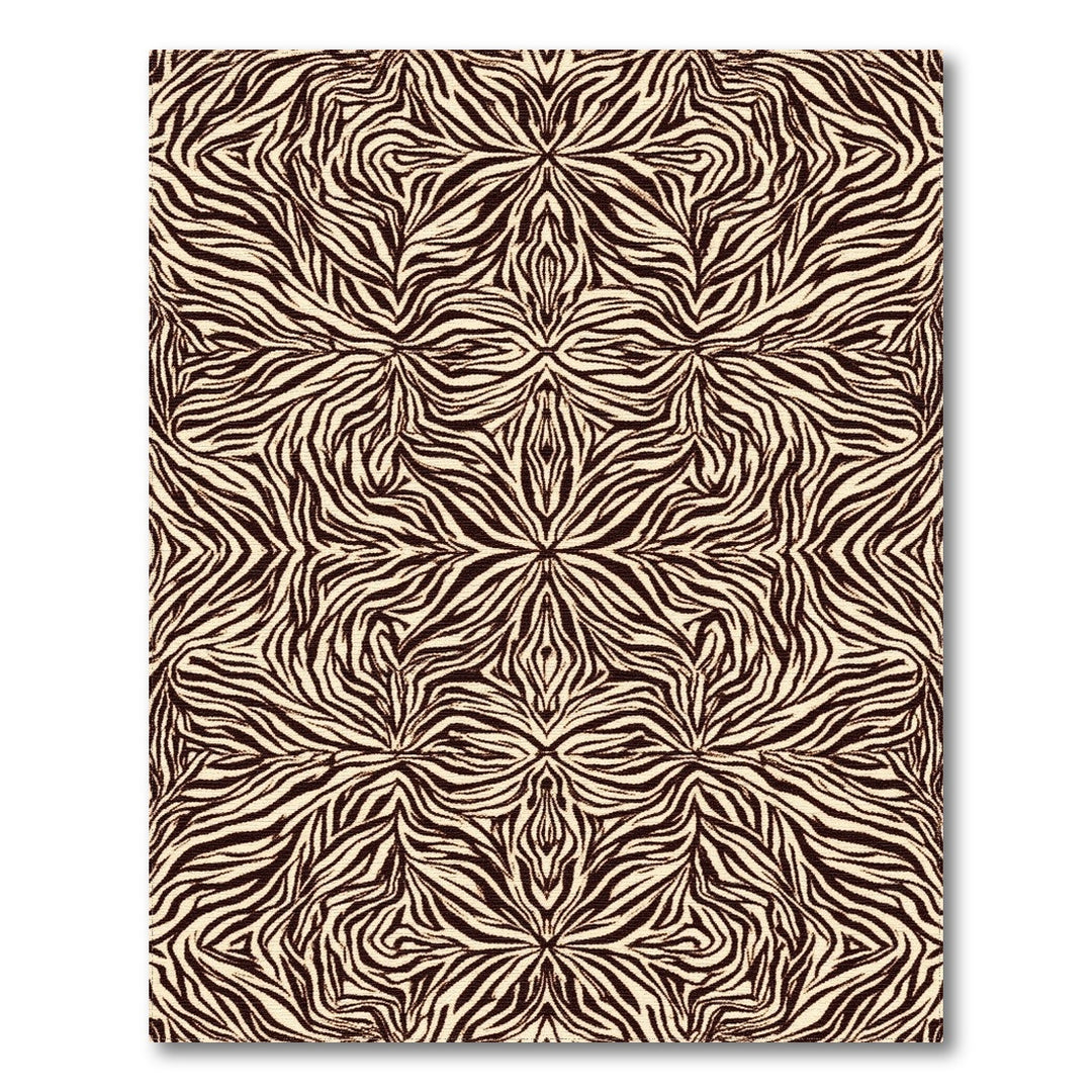 Brown Geometric Zebra Stripe Area Rug