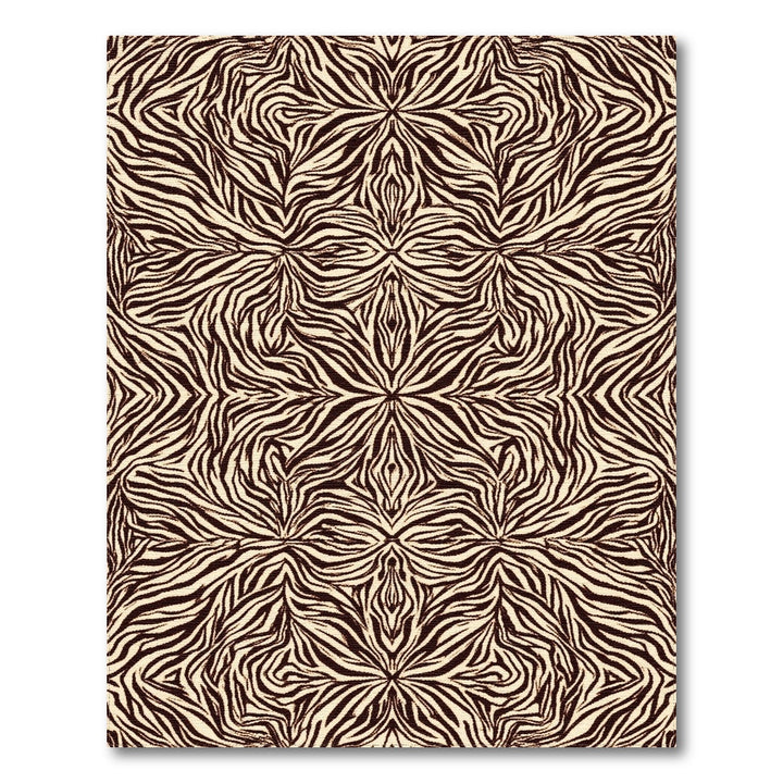 Brown Geometric Zebra Stripe Area Rug
