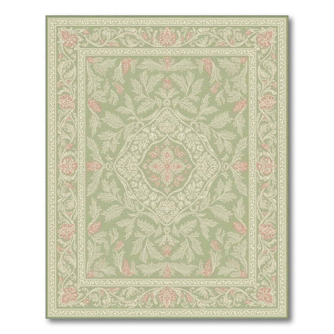 Sage Green Floral Vintage Area Rug