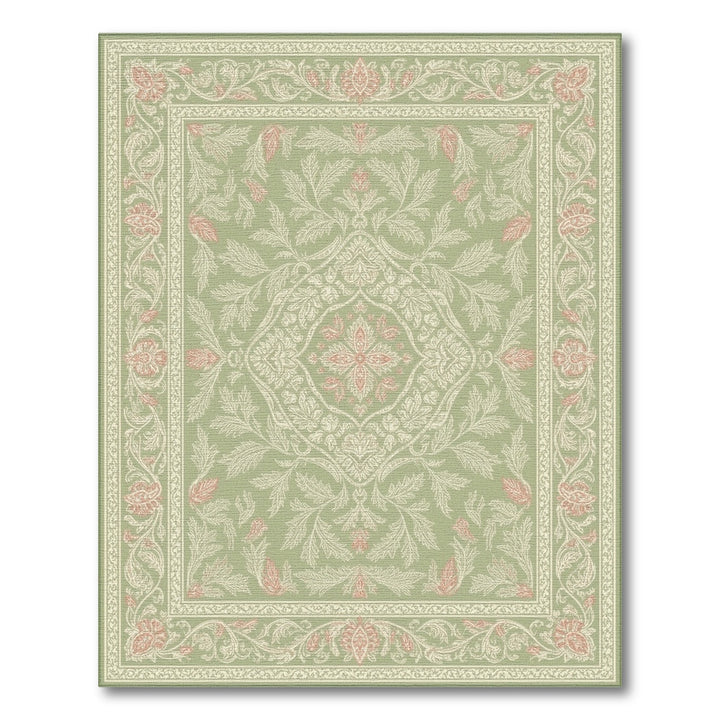Sage Green Floral Vintage Area Rug